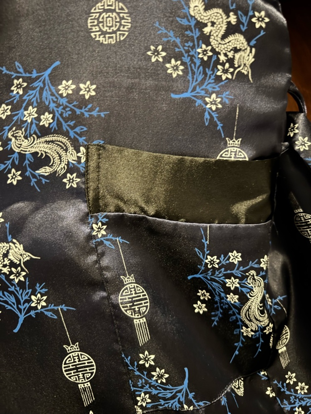 Navy Blue Kimono Style Robe - Picture 4 of 6